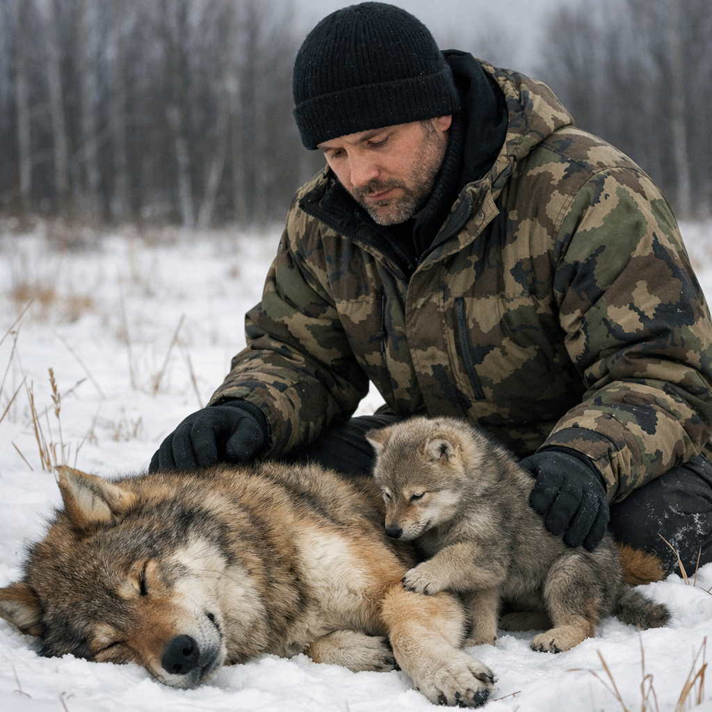 „Egy férfi megmentett egy sérült farkast és a kölykét, mit sem sejtve