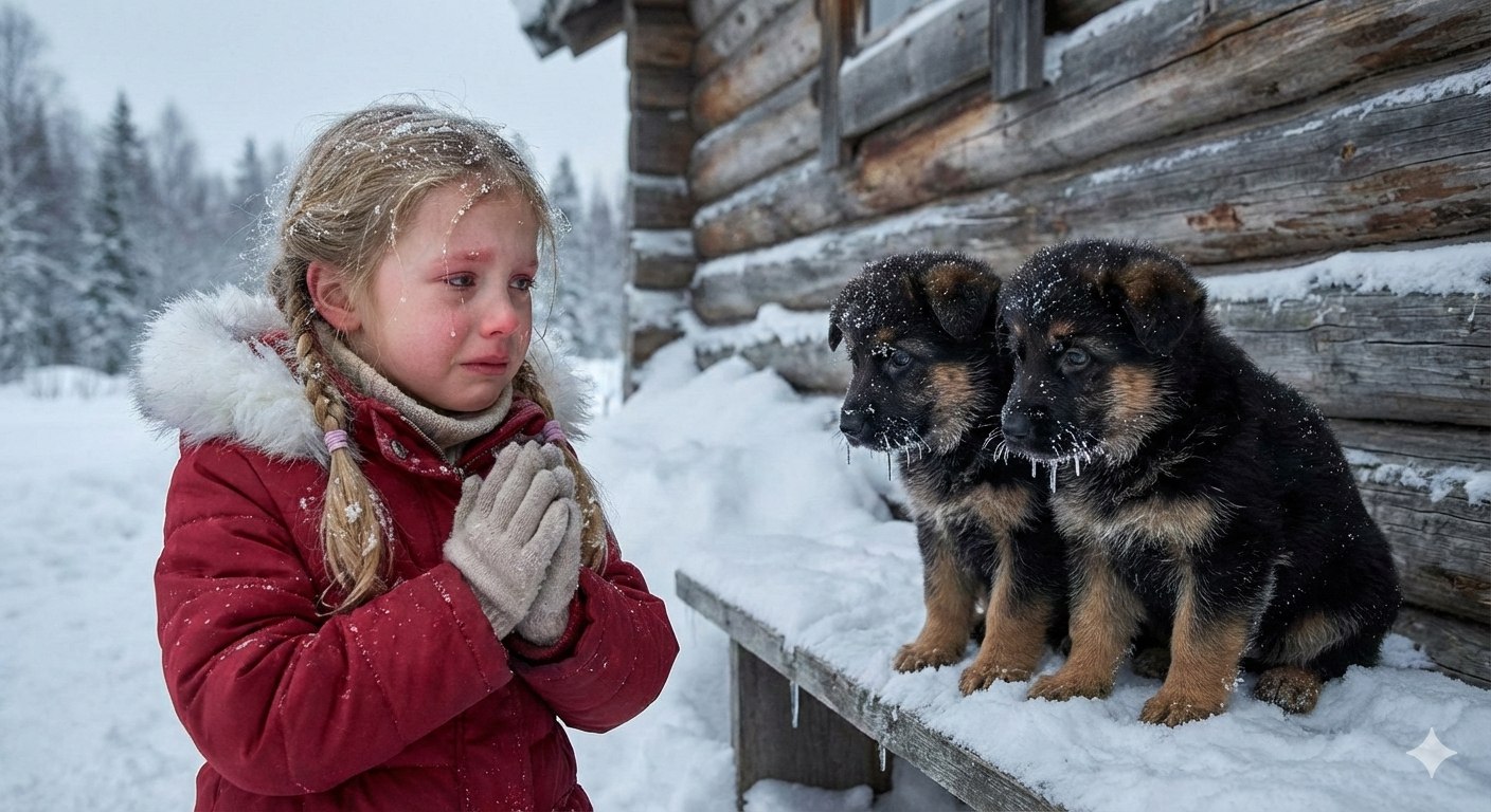 Egy kislány beengedett a házba két kutyát, amik már majdnem megfagytak.