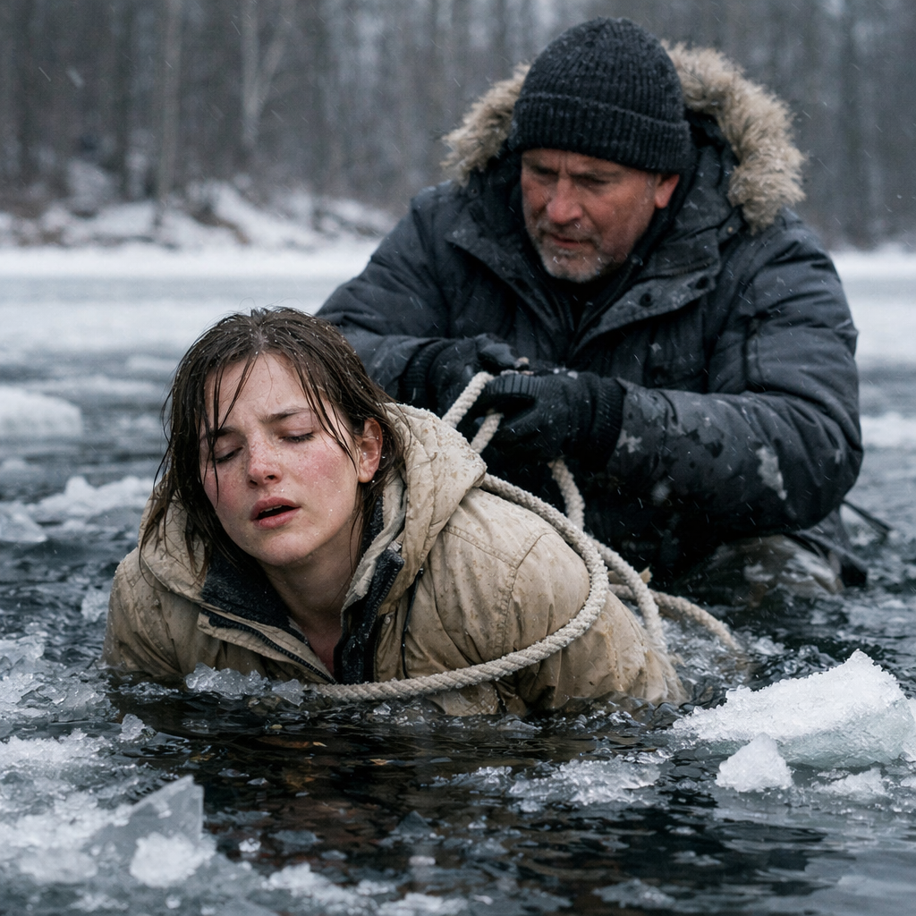 „Egy rab kimentett a jeges folyóból egy lányt, aki szemmel láthatóan terhes volt.”