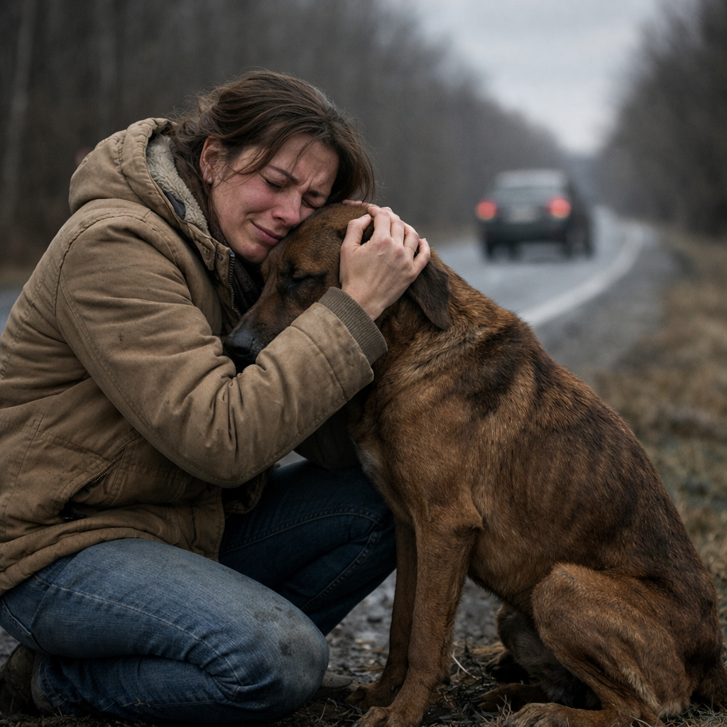 „Az emberek észrevettek egy kutyát, aki napokon át mozdulatlanul állt az út szélén – és amikor kiderült az oka, mindenki megdöbbent.”
